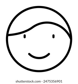 Happy Face Vector Line Icon Design