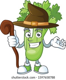Happy Face Witch celery plant cartoon character style