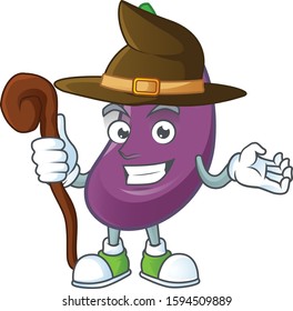 Happy Face Witch eggplant cartoon character style