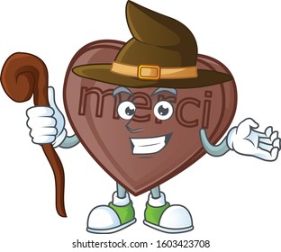 Happy Face Witch one bite love chocolate cartoon character style