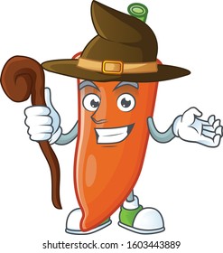 Happy Face Witch orange chili cartoon character style