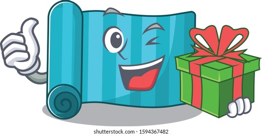 happy face yoga mattress Scroll character with gift box