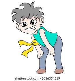 happy faced boy posing photogenic, vector illustration art. doodle icon image kawaii.