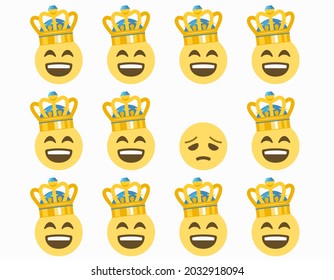 happy faces with crown and one disappointed face,concept pattern on white background,vector illustration