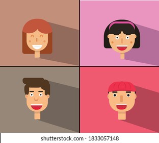 happy faces - Happy people avatars Vector