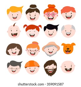 happy faces , vector graphics
