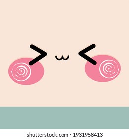Happy facial expression cartoon kawaii - Vector illustration