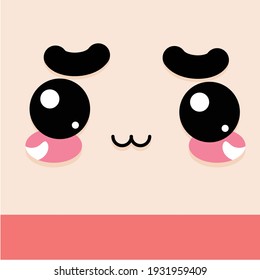 Happy facial expression cartoon kawaii - Vector illustration