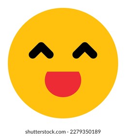 expresión facial feliz icono plano de emoticono