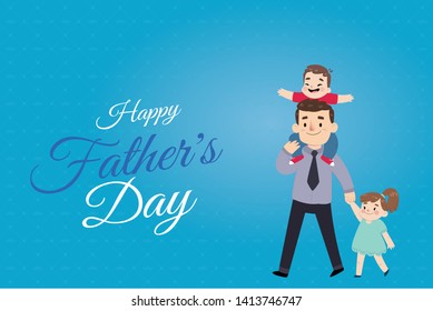 Happy Fahter's Day background image with men and child