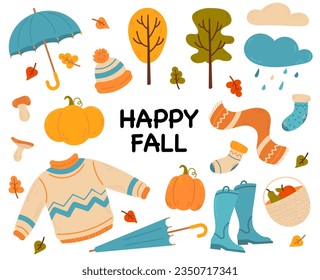 Happy fall element set. Autumn collection