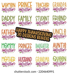 Happy fall, Happy Thanksgiving, Happy Halloween T-shirt and SVG design bundle, Autumn SVG bundle, Pumpkin, Fall Svg Designs, Thanksgiving fall  Quotes t shirt Design, Vector EPS Editable Files Bundle.