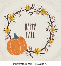 Happy fall. Vector autumn cute illustration