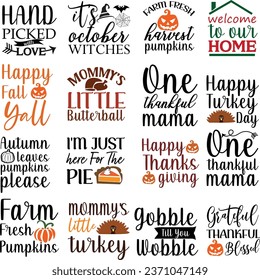 Happy  fall Yall T-shirt Design Bundle .