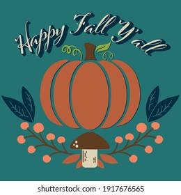 Happy Fall Y'all Vintage Vector Sign