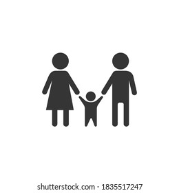 Happy Familiy Taking Care of Kid Icon Vector Isolated Black and White Design Graphic