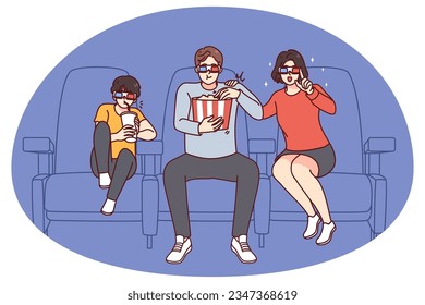 Happy family and 3d