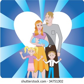 Happy Family of 5 showing love for each another.