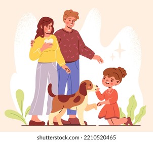 Happy Family Adopting Pet Parents Give Stock Vector (Royalty Free ...