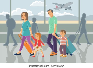 Happy family at airport