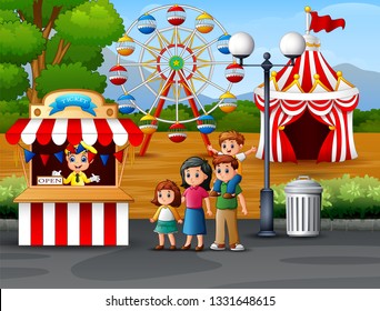 Happy family in the Amusement park