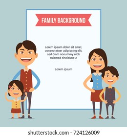 Happy family background design with family member cartoon character