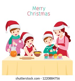 Happy Family Baking Cupcake Together, Kitchenware, Crockery, New Year, Xmas, Festive, Celebrations, Holiday, Home 