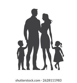 happy family black silhouette vector design