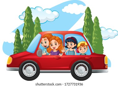 Happy Family Front Car Illustration Stock Vector (Royalty Free) 1712497324