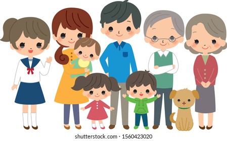 Happy family cartoon character vector illustration