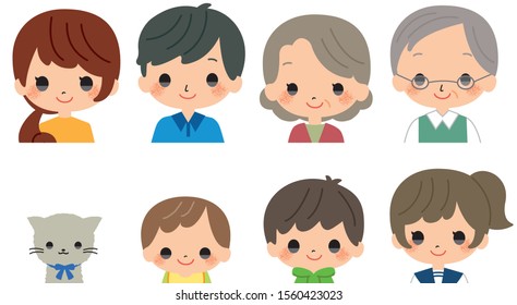 Happy family cartoon character vector illustration