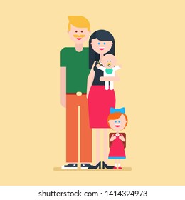 Happy family cartoon flat vector illustration