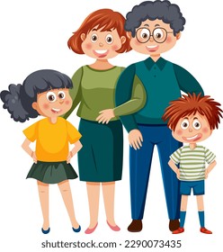 Happy family cartoon isolated illustration