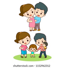 happy family cartoon set