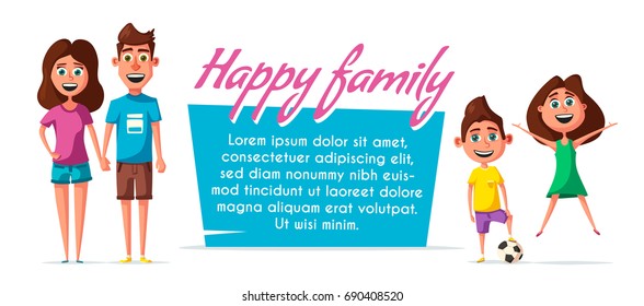 Happy family. Cartoon vector illustration