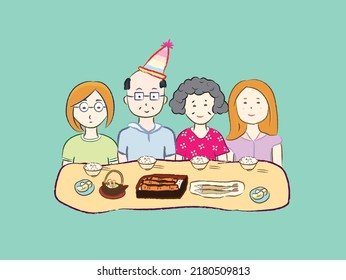 Happy Family Celebrating Father's Day In Vector Flat Illustration