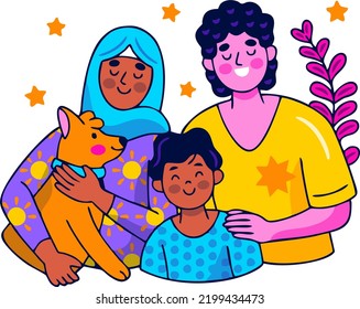 Happy family character vector illustration