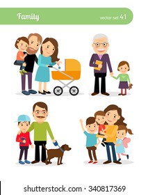 Happy family characters. Parents and children. Vector illustration