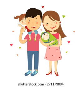 Happy family with children