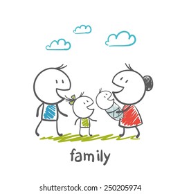 happy family with children illustration