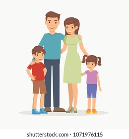 Happy Family with Children standing together