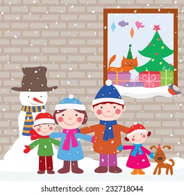 happy family in Christmas eve