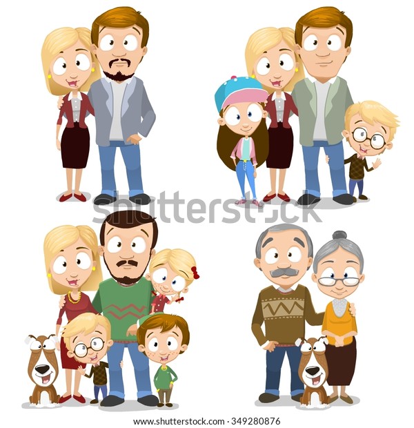Happy Family Collection Very Adorable Big Stock Vector (Royalty Free ...