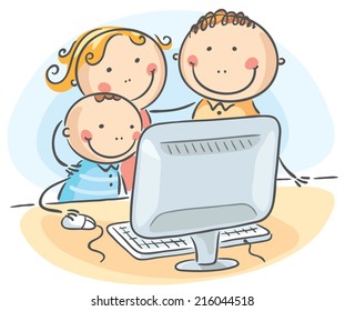 Children Parents Computer Stock Illustrations, Images & Vectors | Shutterstock