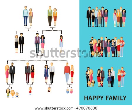 happy family concept background. Flat icons.