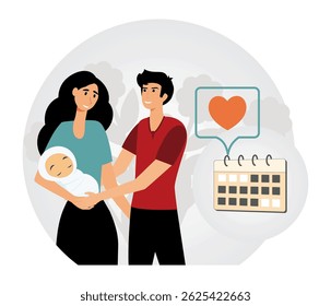 Conceito de família feliz. Um encantador representando uma família unida, celebrando a chegada de seu bebê recém-nascido em um ambiente de apoio e amor.