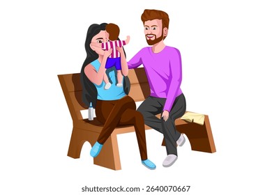 happy family concept clip art design. beautiful little family.simple cartoon design vector illustration.