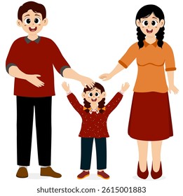 Happy family concept. Portrait of a big happy family consisting of father mother son daughter. Family portrait or photo