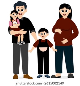 Happy family concept. Portrait of a big happy family consisting of father mother son, daughter, baby. Family portrait or photo