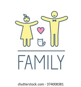 Happy Family Concept. Simple Figures. Logo & Symbol. Vector illustration